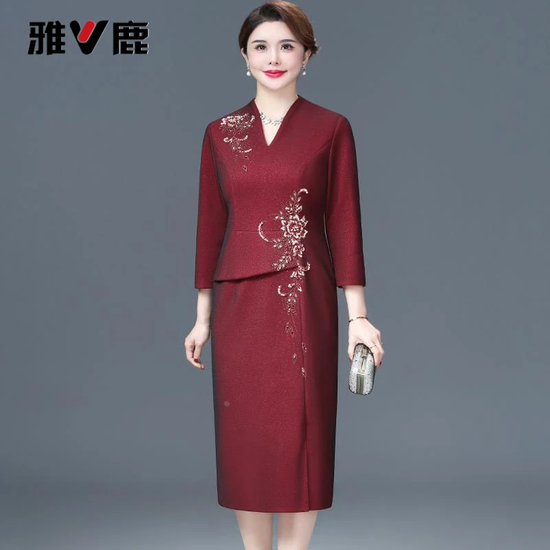 雅鹿优选高端大气喜婆婆婚宴装2025新款春季高档气质妈妈妈妈秋装