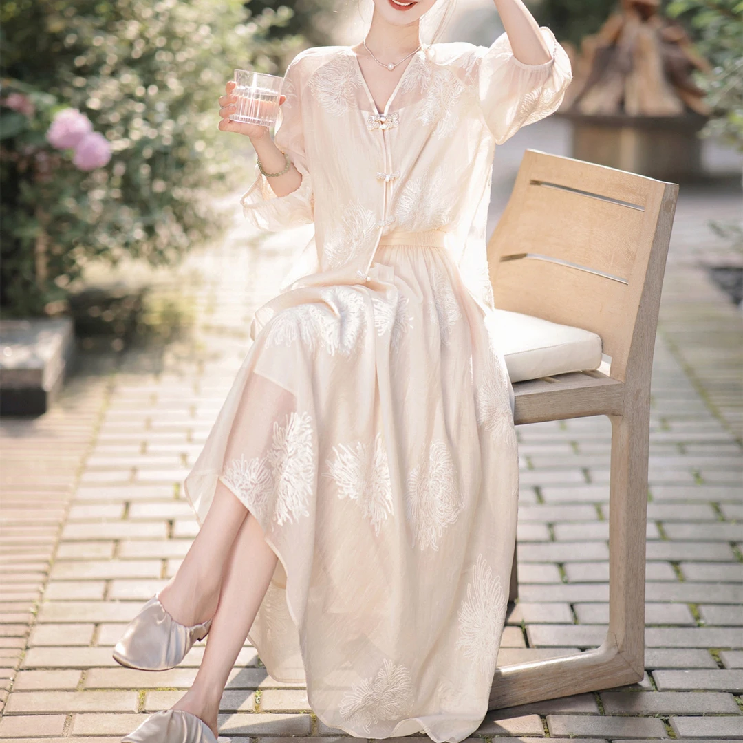 ｜小富婆国风套装｜刺绣上衣高腰半裙2023新款国风女套装夏季