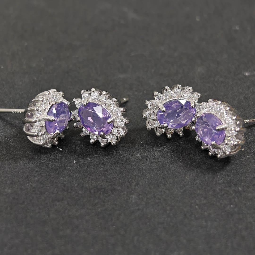 【书记甄选】天然紫玉晶耳钉 多样性发一件 8394GY