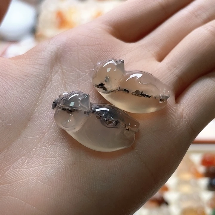 玛瑙/玉髓未镶嵌玛瑙草花趴趴猫