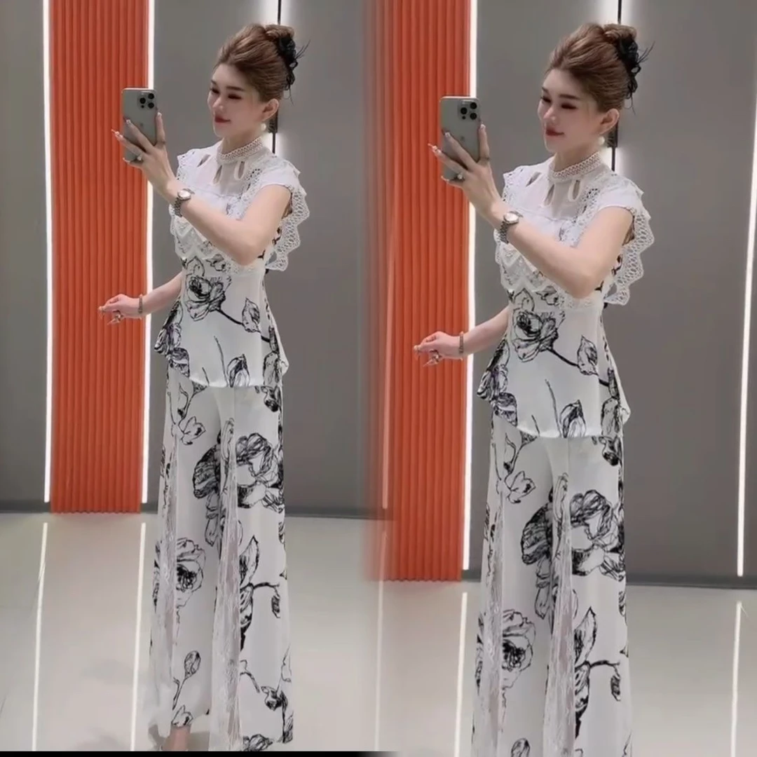 2025夏季新款洋气宽松显瘦百搭中国风气质网红同款时尚两件套女装