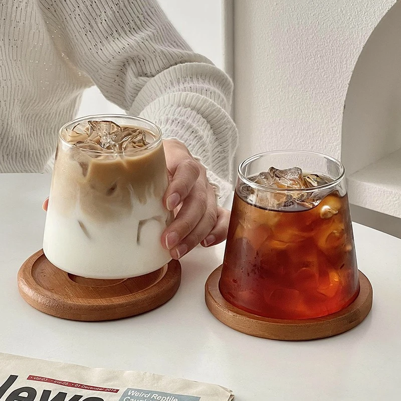 大圣富士山杯高颜值家用耐高温简约透明冰美式牛奶咖啡杯玻璃杯子