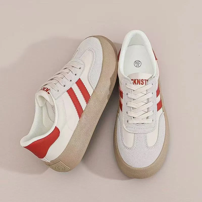 6370 米红 德训鞋女2025新款春夏复古增高小白鞋阿甘鞋运动板鞋