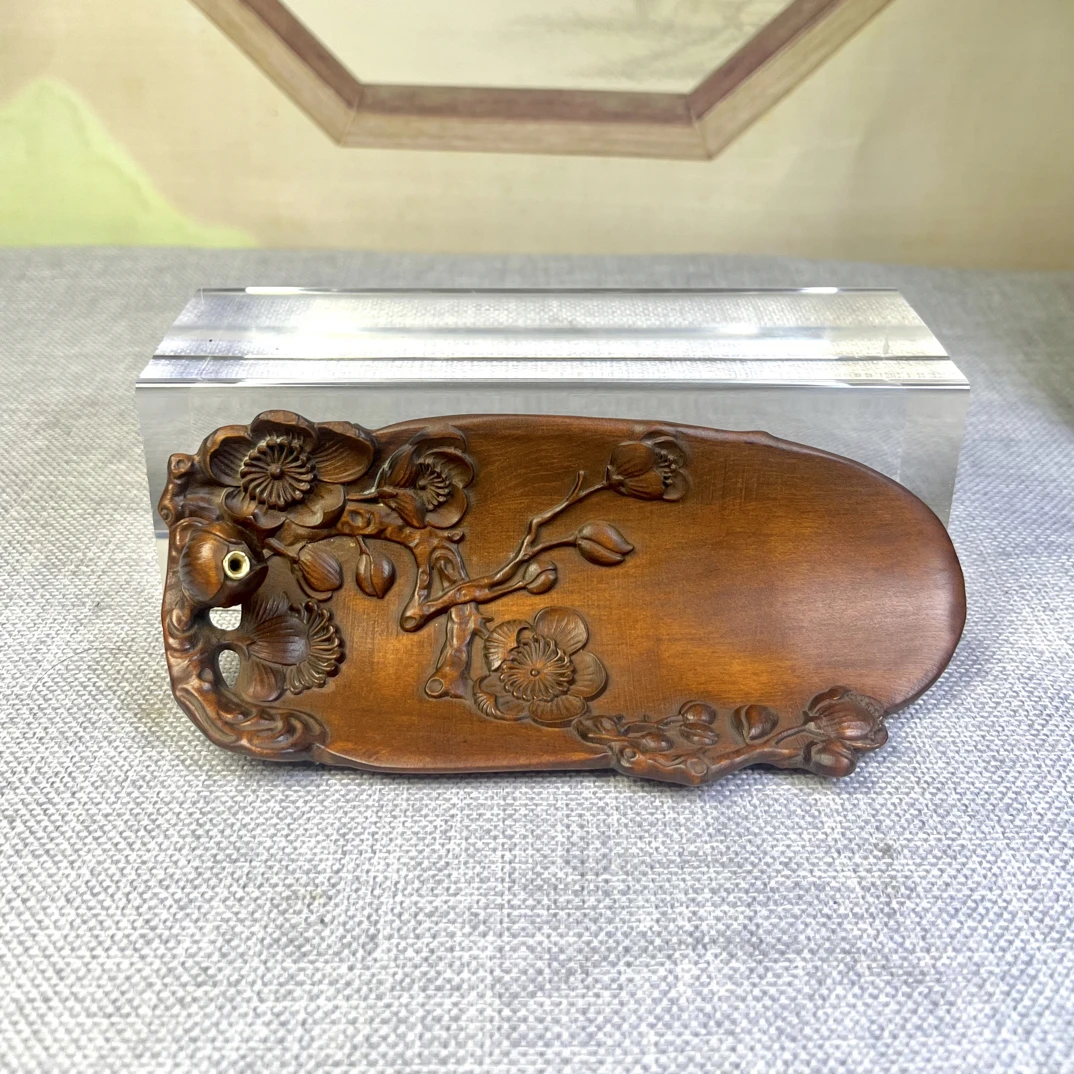 小叶黄杨木仿古（梅花香插）家居供奉摆件木雕工艺