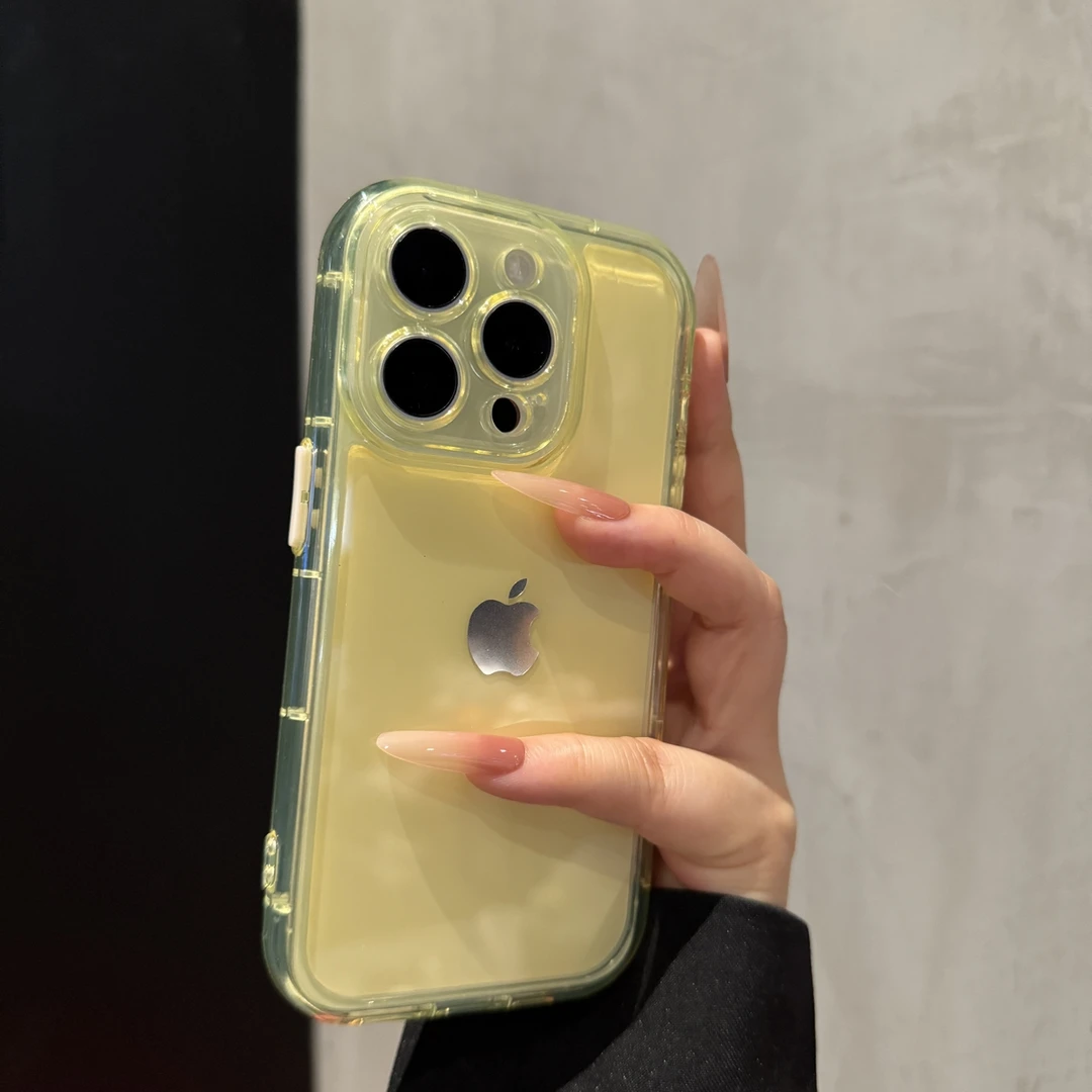 简约果冻气囊适用苹果16promax手机壳小众iPhone15时尚14气质13女