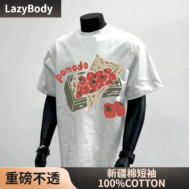 男士短袖T恤2025新款夏季男士重磅纯棉T恤休闲男款圆领长绒棉t恤