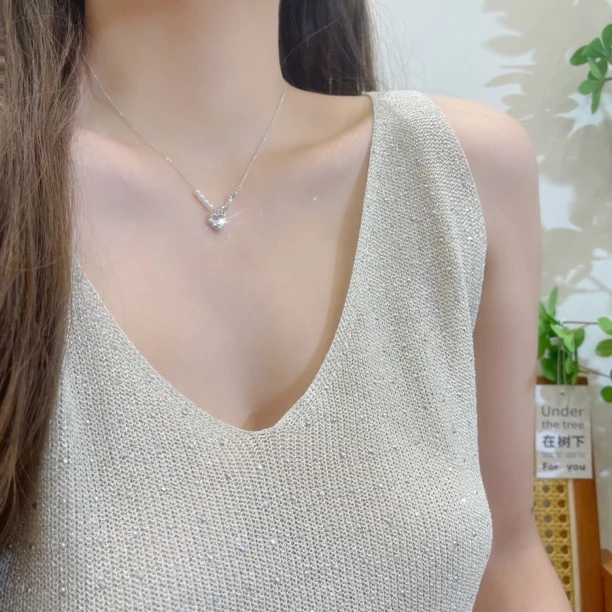 铜仿珍珠项链 夏季甜酷爱心拼接项链女小众设计高级仿珍珠锁骨链