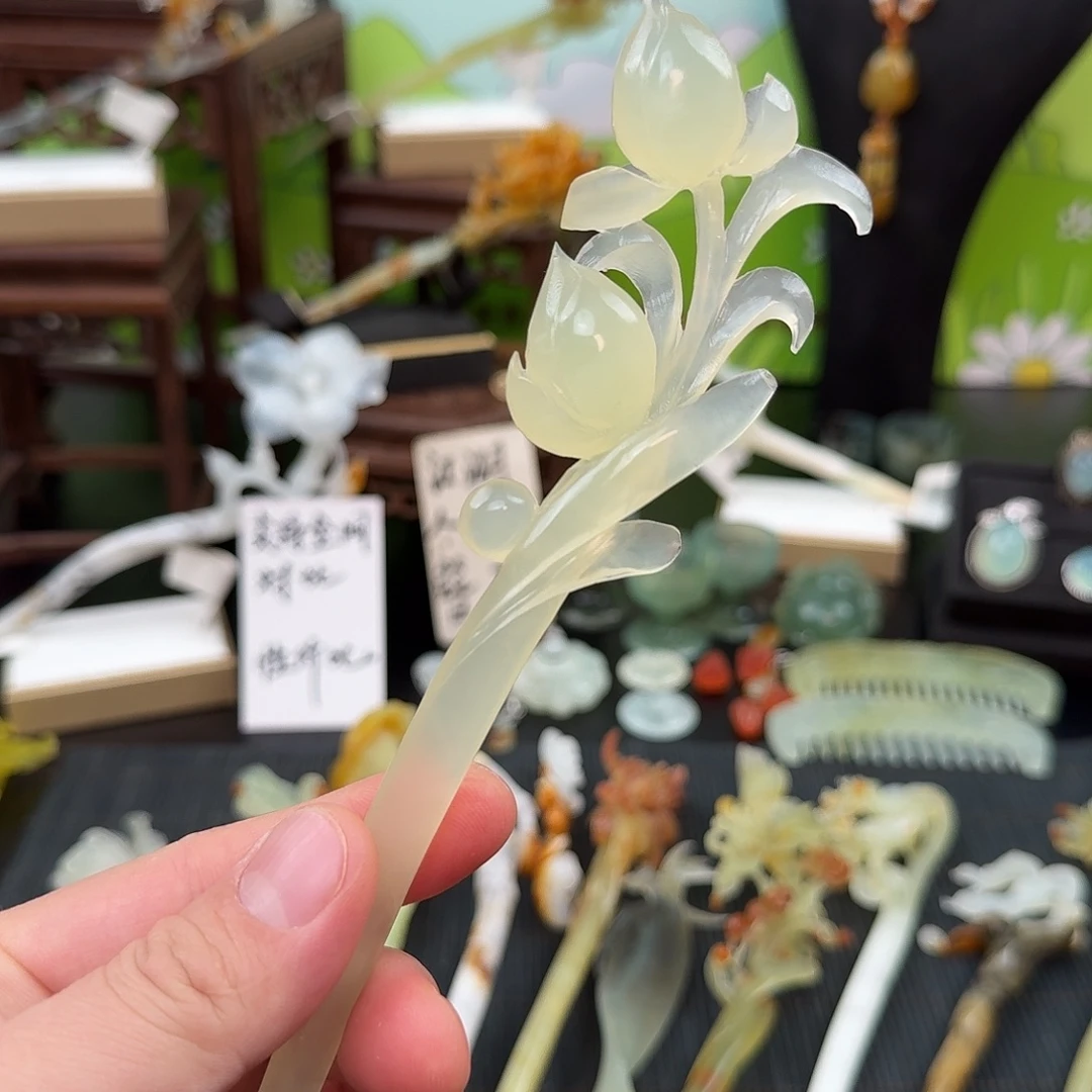 蛇纹石玉未镶嵌发饰