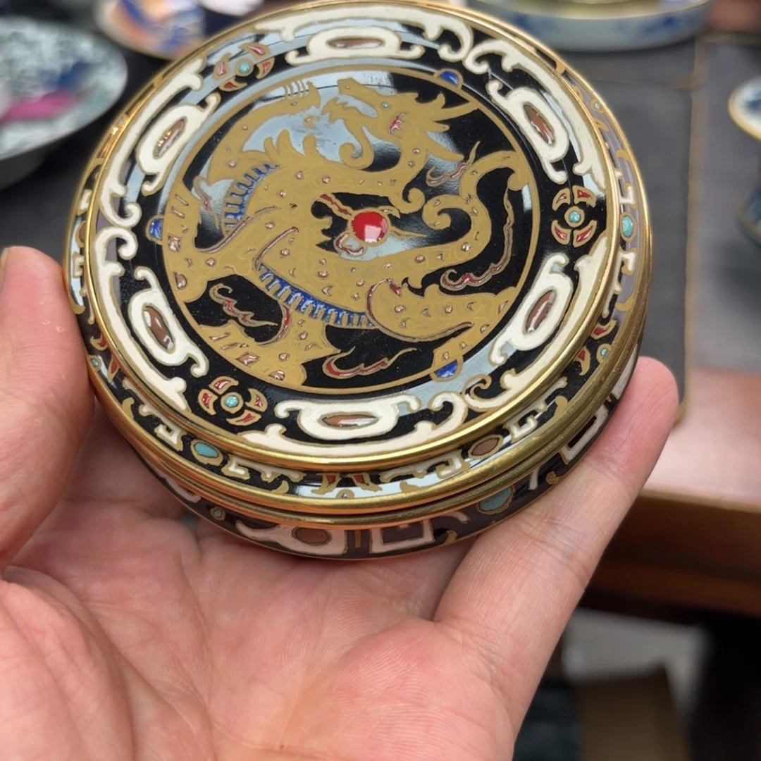 水***香龙纹金银错珐琅彩盖置
