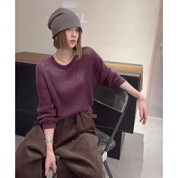 全毛福利~100%羊毛~胸120-160长53极简风套头长袖上衣 2283