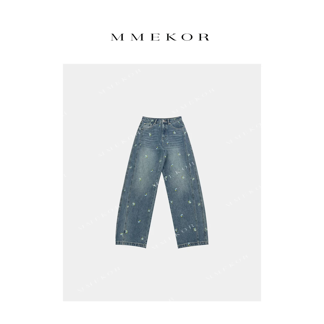 MMEKOR“甜野裤” 2025新款普赛克丹宁小清新百搭牛仔裤 79711