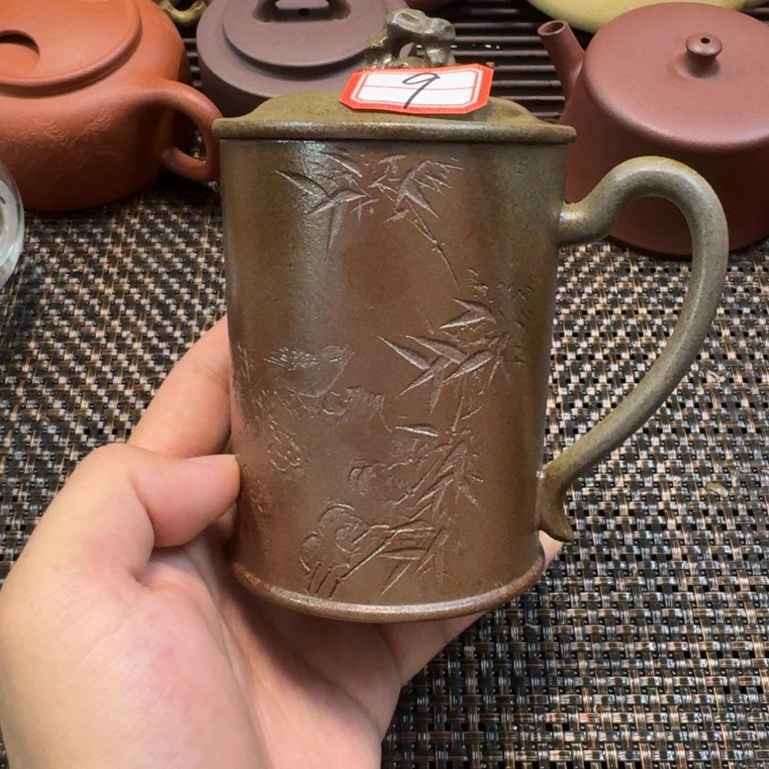 茶壶紫砂9号紫砂杯刻绘