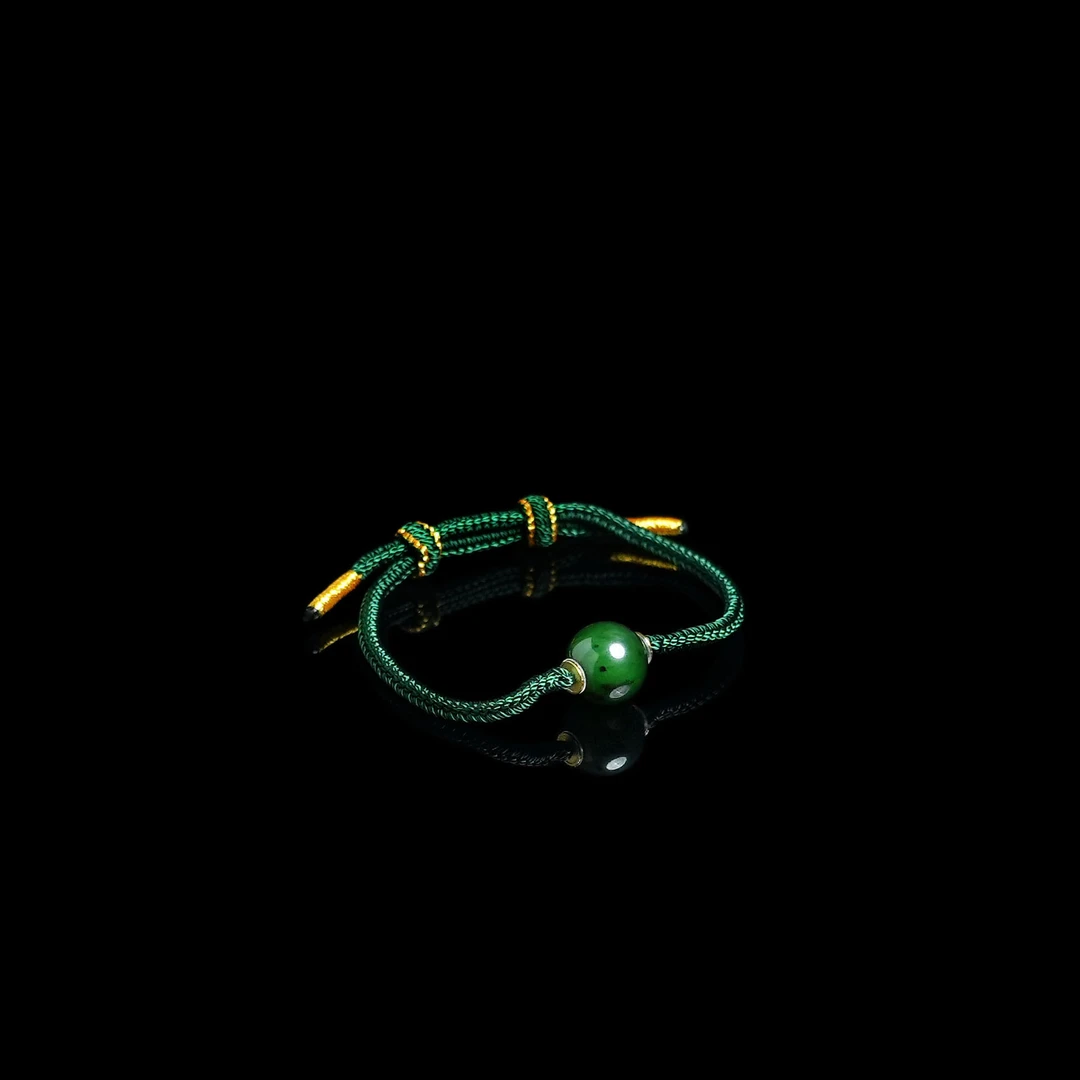 V姐|心选|老钱|苔锈|和田玉俄碧玉红皮单珠手链 11mm-18K-HL4915