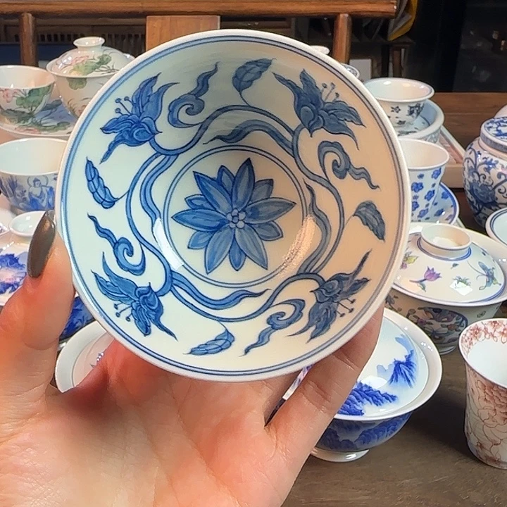 名窑口 花卉杯主人杯放漏放漏