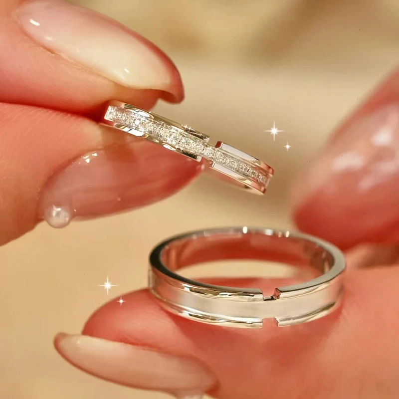 FARCOKO/法蔻 925银戒指 蒹葭银情侣戒指素圈时尚设计感七夕礼物