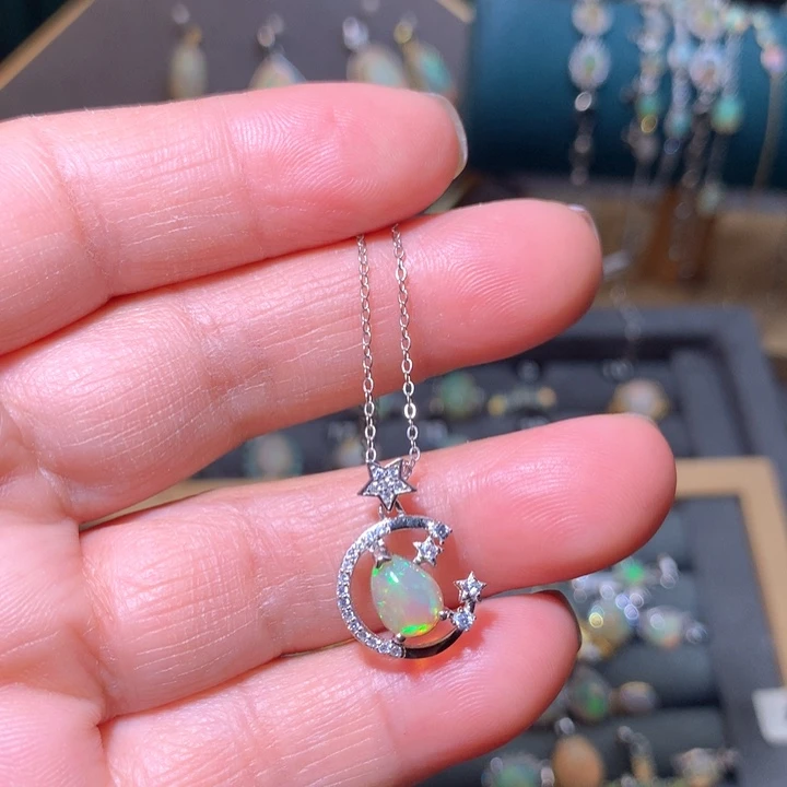 欧泊项链）银S925镶嵌