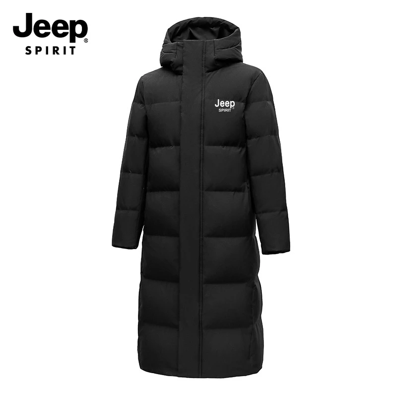 JEEP SPIRIT吉普冬季羽绒服男长款男女同款白鸭绒保暖外套冬装