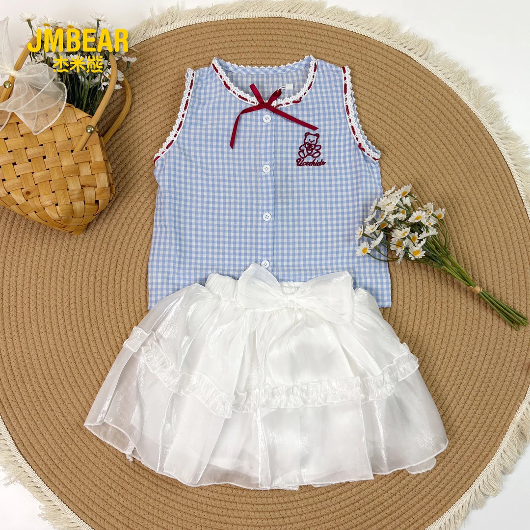 JMBEAR/杰米熊薄款公主风女夏季格子套装无袖童裙962946108
