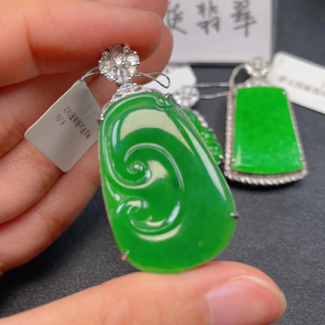 翡翠银S925镶嵌吊坠(不含链)