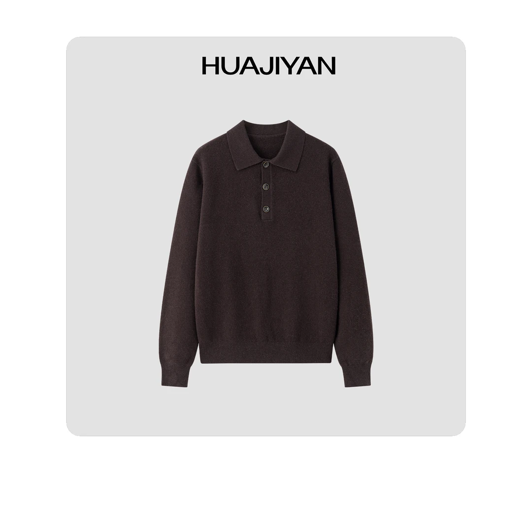 华吉言/HUAJIYAN【马德里】100羊毛经典Polo领针织毛衣