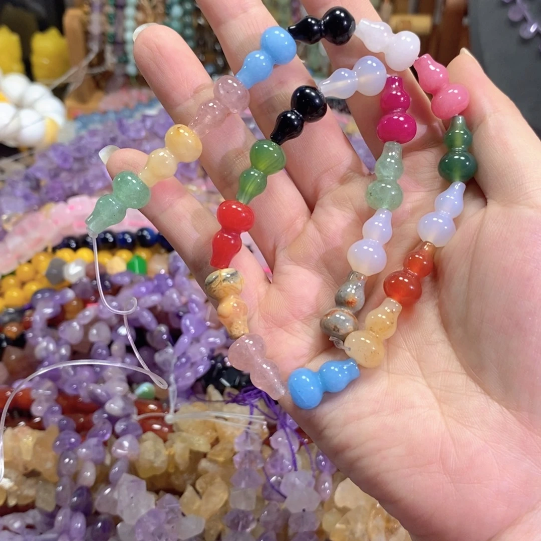 玛瑙/玉髓未镶嵌珠宝半成品多宝葫芦一条卡10*18mm