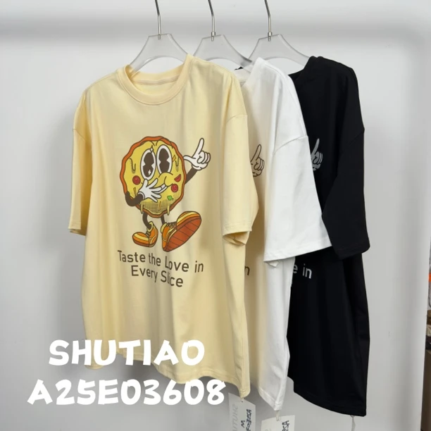 【SHUTIAO】2025夏季：新款小众设计款T恤A25E03608