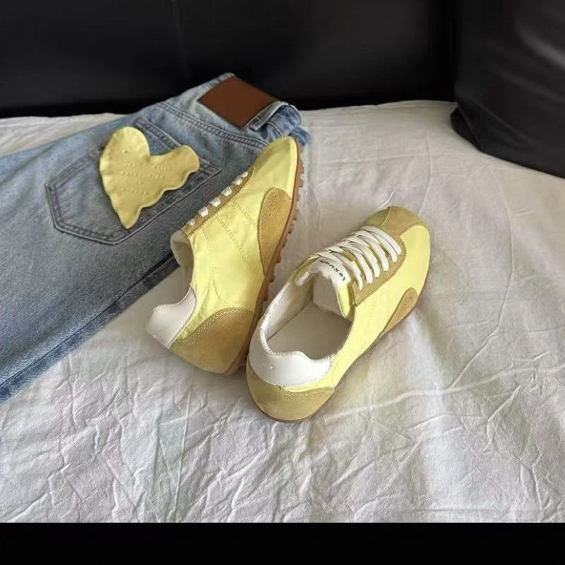 (多巴胺)2025新款时尚拼色德训鞋女平底系带高版5J3-3050-1