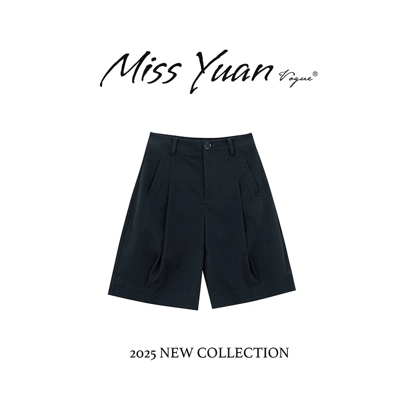 M.Y. 媛总 2025夏季新款休闲裤直筒时尚百搭宽松短裤MYST1533D