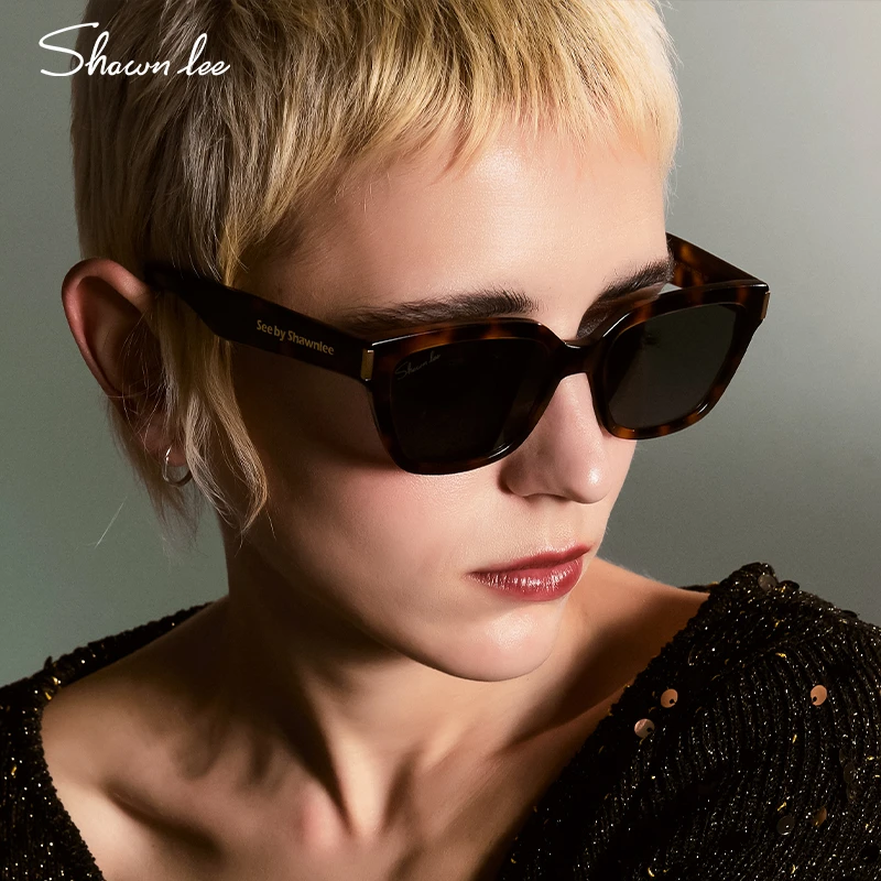 Shawnlee周扬青同款白色复古猫眼墨镜女夏小框渐变方形太阳镜防晒