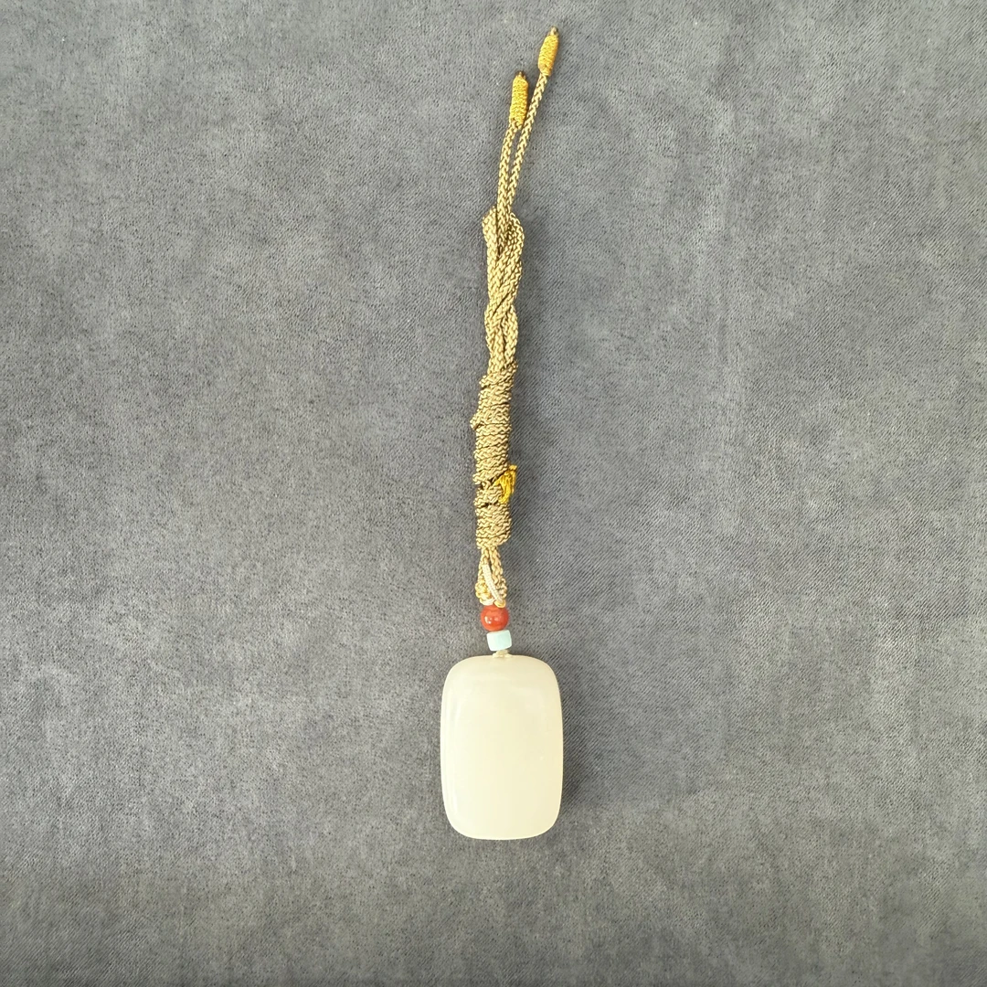 【欣妈珠宝】和田玉藕粉无事牌吊坠#5996