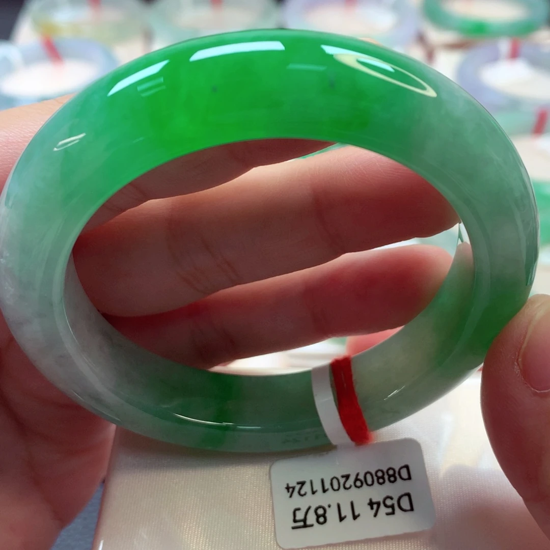 未镶嵌手镯翡翠辣阳绿推荐8号11