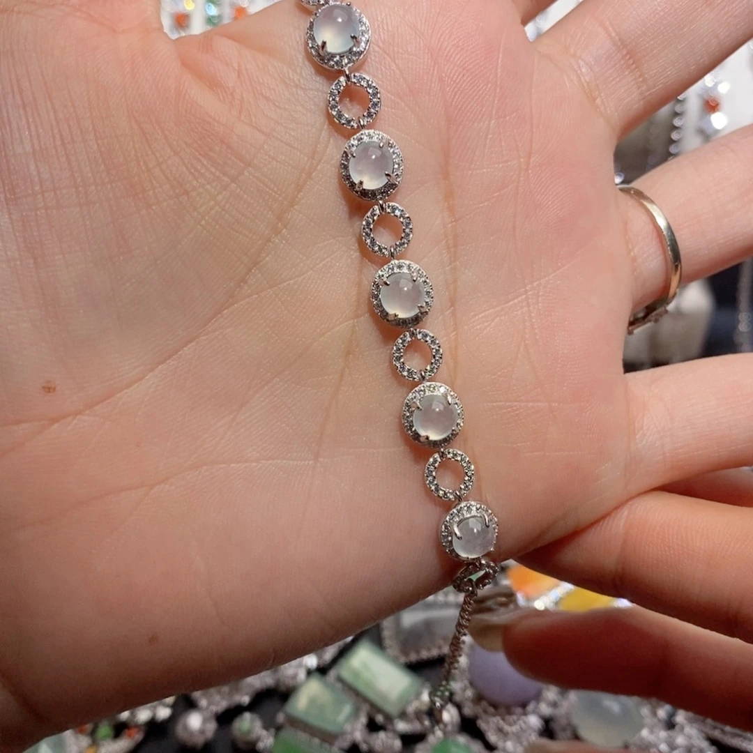 银S925镶嵌手链翡翠c c c