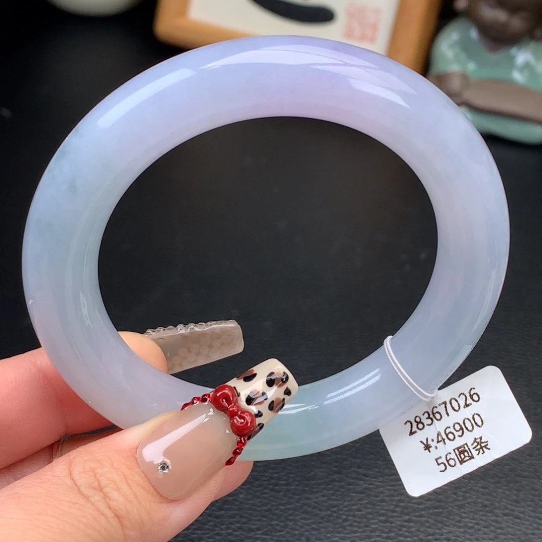 翡翠手镯未镶嵌冰胶幻彩胖条