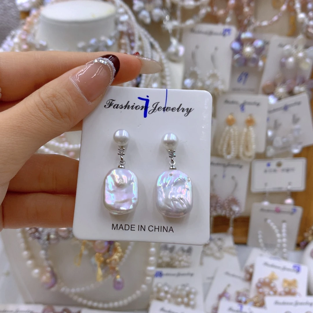 淡水珍珠耳饰银S925镶嵌