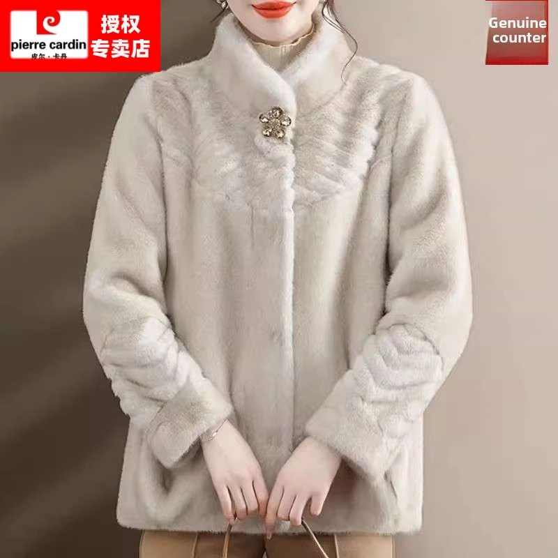 皮尔卡丹妈妈冬装水貂绒外套2025新款40岁50中老年女装秋冬洋气大