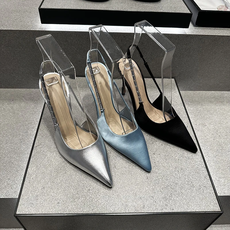 CATTING&KATHY女鞋2025春新款0280468休闲链条尖头高跟鞋细跟凉鞋