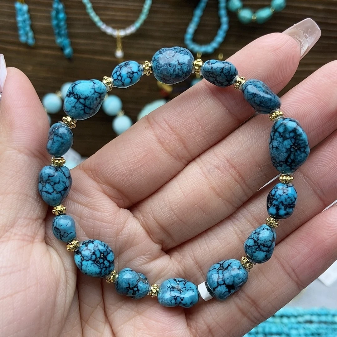 宫***绿松石未镶嵌乌兰花随行手串