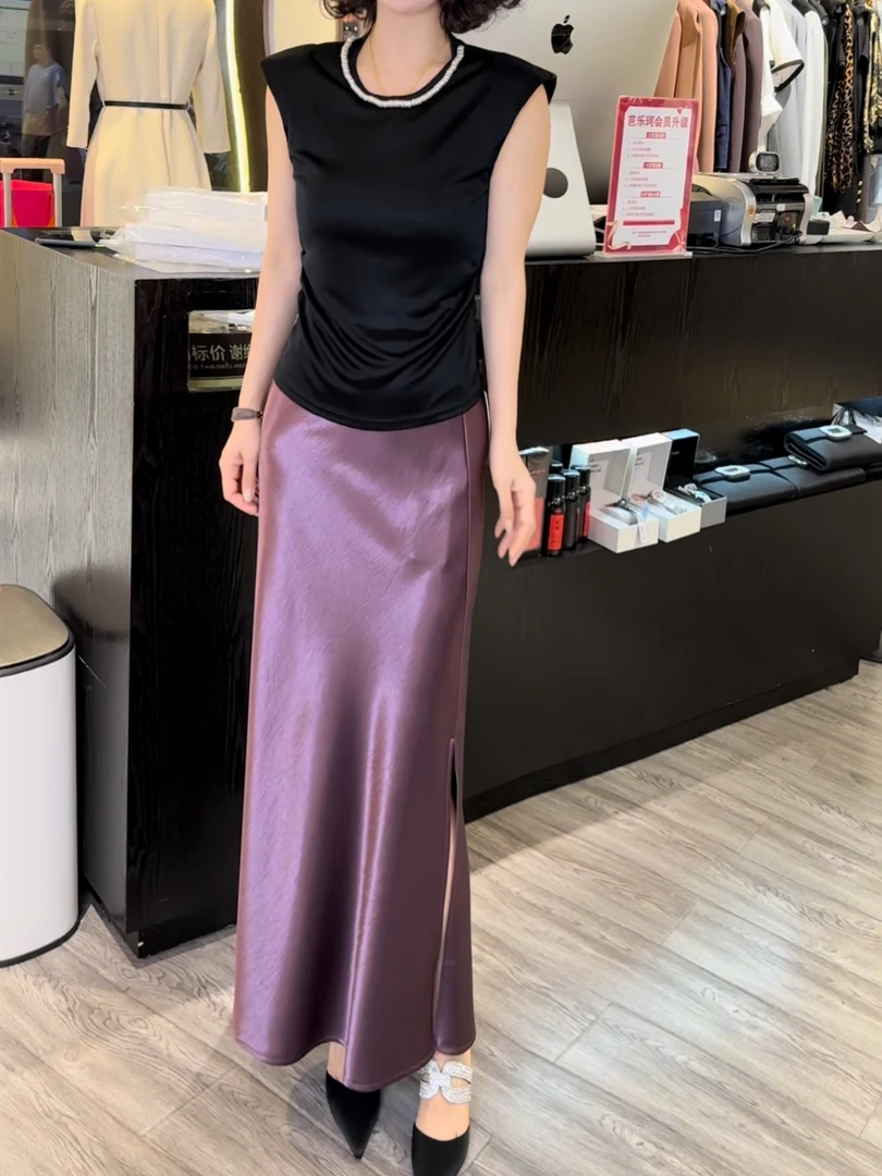 芭乐珂夏季缎面半身裙BE007