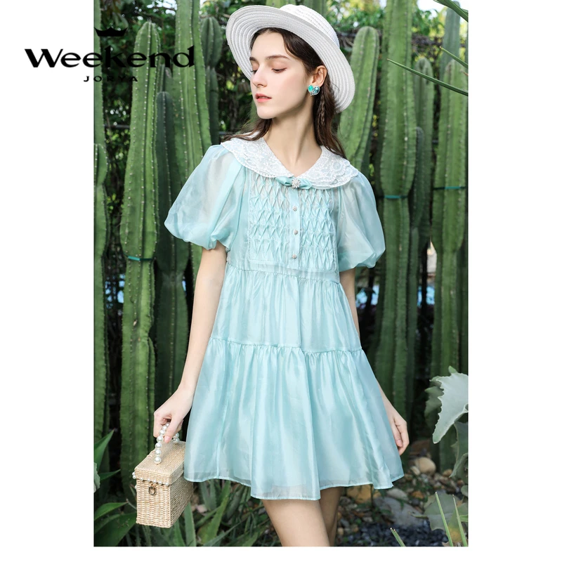 卓雅周末气质泡泡袖减龄娃娃裙连衣裙EJWDBR71