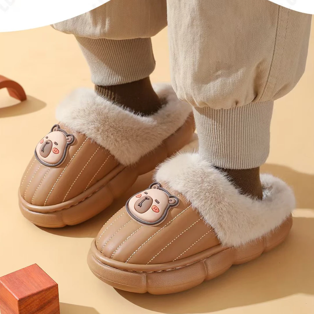 儿童卡皮巴拉冬季新款可爱防水棉拖鞋耐脏小学生适用