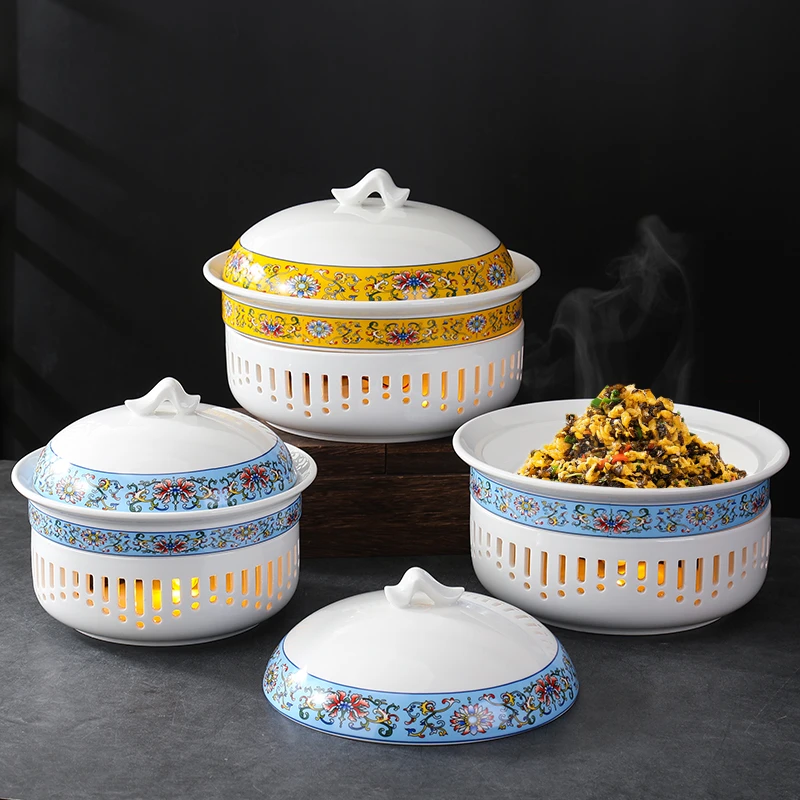 酒店蜡烛加热陶瓷明炉家用商用明档菜保温菜盘子汤盘鱼盘干锅菜盘