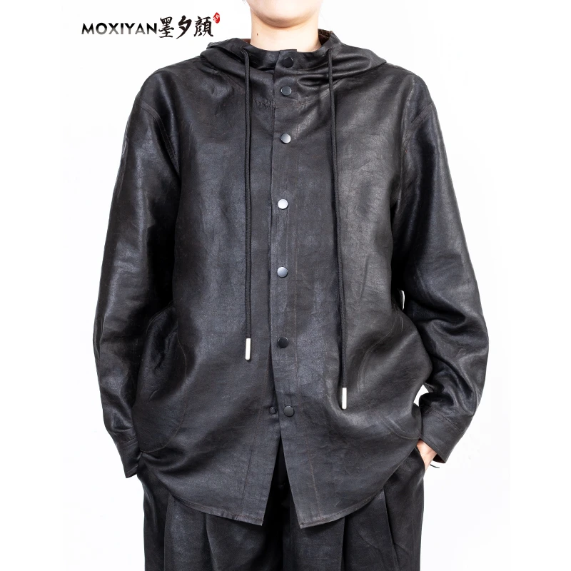 【墨夕颜】2025新款桑蚕丝男装 农工锻帽衫-MH-787