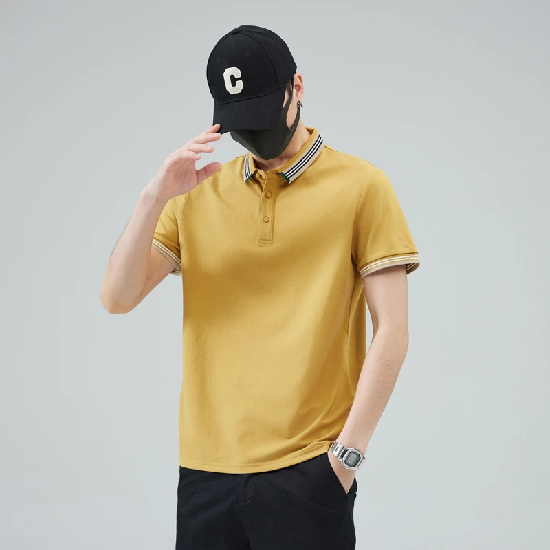T5537#夏季新款简约POLO衫短袖透气薄款纯色Polo衫时尚休闲