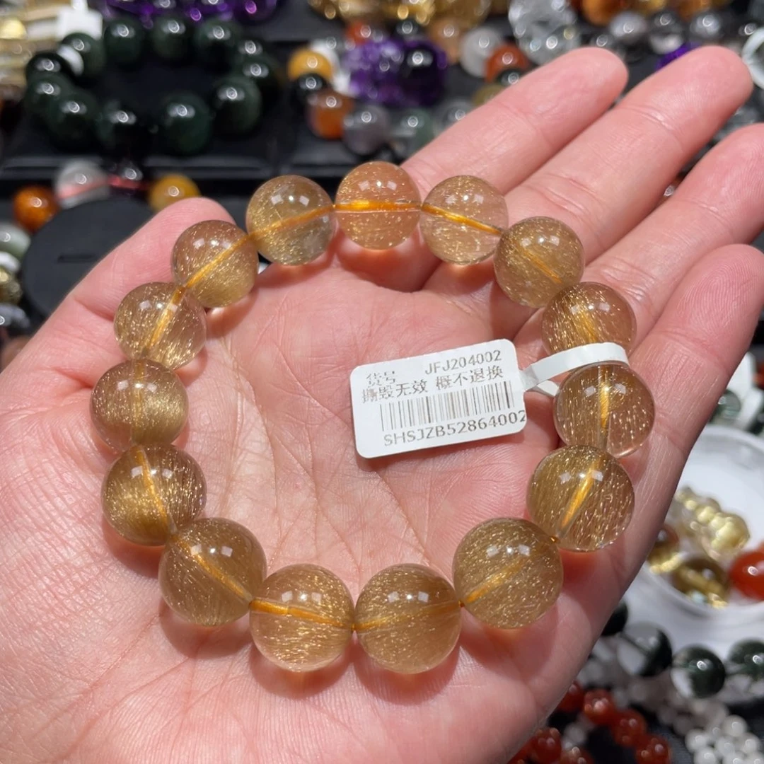 未镶嵌手链水晶狐尾金发晶13.5mm左右