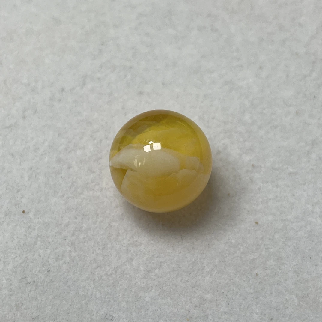 天然蜜蜡焦皮料金橘白溶洞荧光圆珠14.9mm