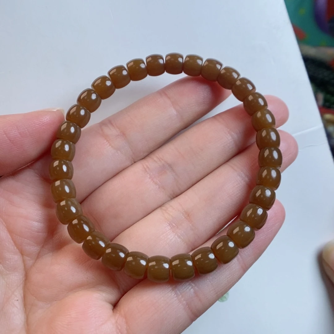 和田玉手链未镶嵌金山红糖