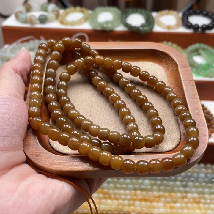 和田玉未镶嵌毛衣链珠串6*7mm