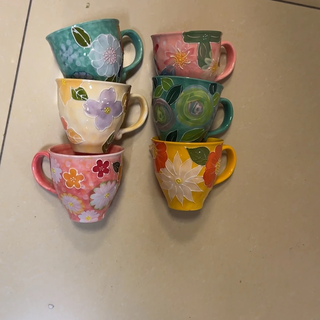 瓷片海**空濑户烧孤品水杯6只，看图