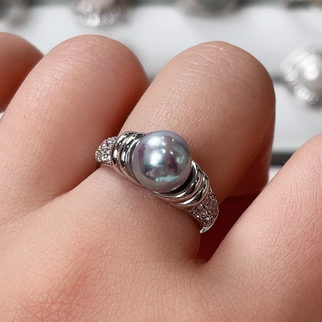 海水珍珠戒指银S925镶嵌