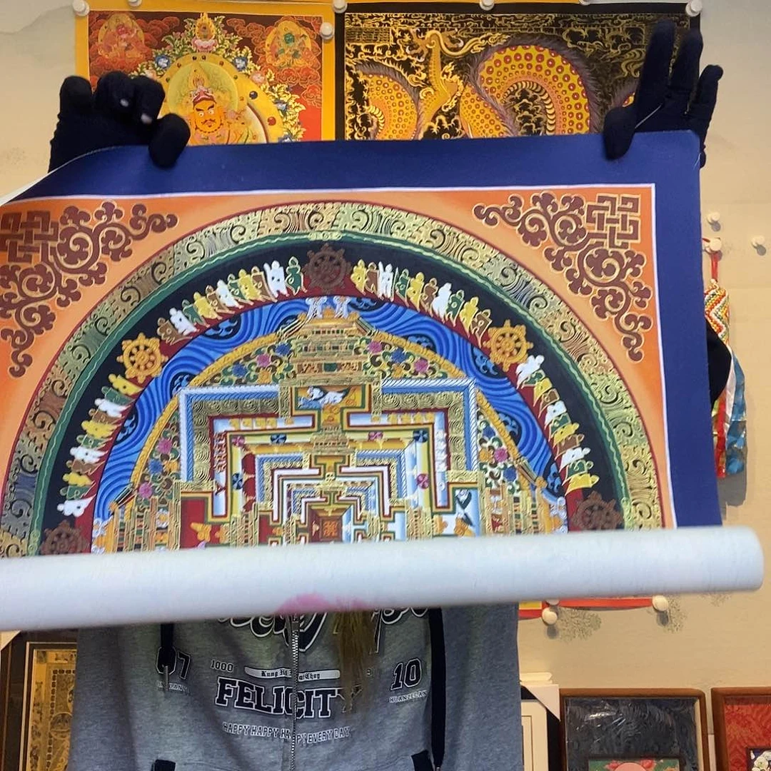 卷轴画纯手绘唐卡坛城50厘米左右